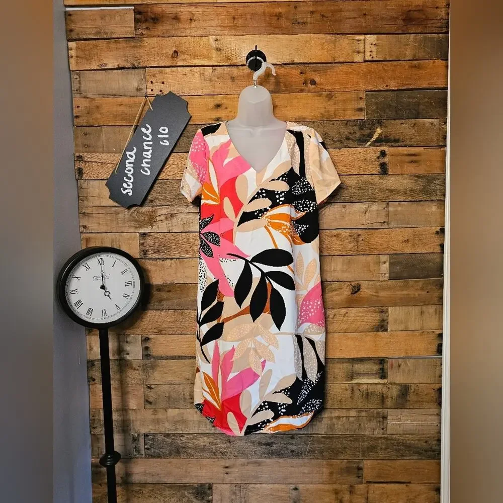 Apt 9 women's tropical floral contemporary print slip on dress size M - Picture 1 of 12